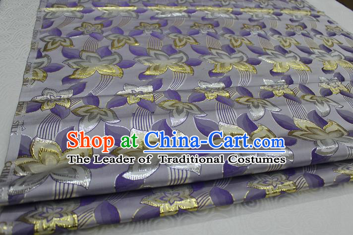 Chinese Traditional Ancient Costume Royal Flowers Pattern Tang Suit Mongolian Robe Purple Brocade Satin Fabric Hanfu Material