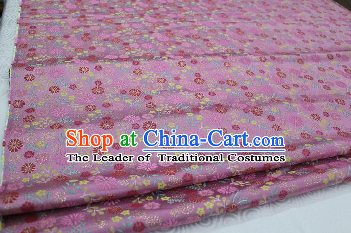 Chinese Traditional Ancient Costume Royal Palace Pattern Kimono Pink Brocade Cheongsam Satin Fabric Hanfu Material