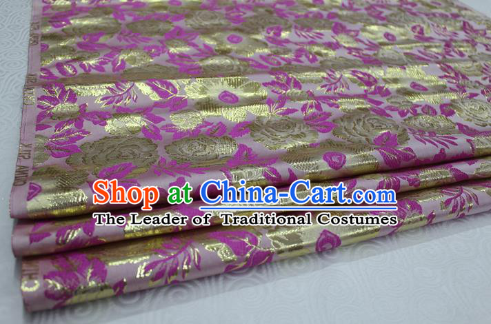 Chinese Traditional Wedding Clothing Palace Pattern Tang Suit Cheongsam Purple Brocade Ancient Costume Satin Fabric Hanfu Material