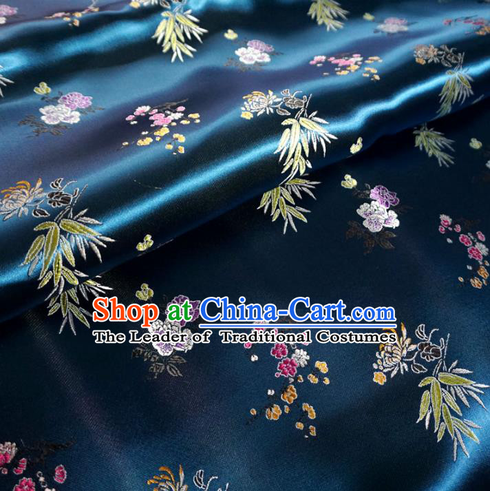 Chinese Traditional Clothing Royal Court Pattern Tang Suit Peacock Blue Brocade Ancient Costume Cheongsam Satin Fabric Hanfu Material