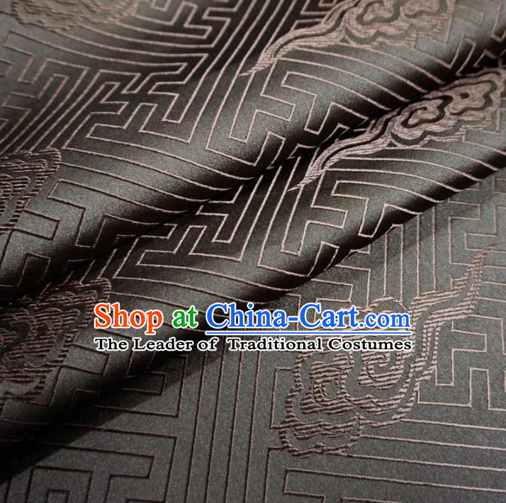 Chinese Traditional Clothing Royal Court Clouds Pattern Tang Suit Brown Brocade Ancient Costume Cheongsam Satin Fabric Hanfu Material