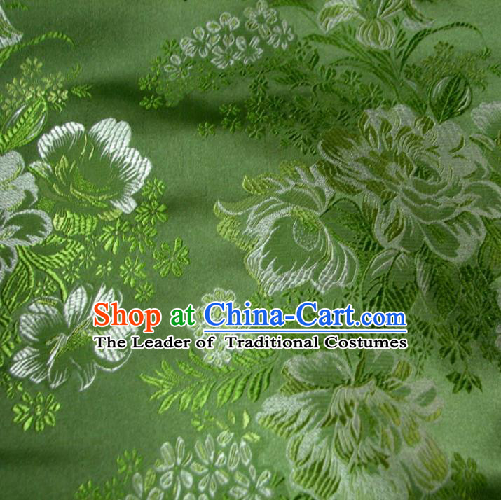 Chinese Traditional Royal Court Flowers Pattern Green Brocade Xiuhe Suit Fabric Ancient Costume Tang Suit Cheongsam Hanfu Material