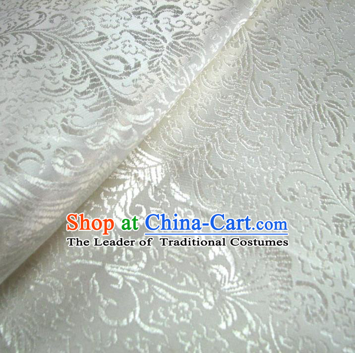 Chinese Traditional Royal Court Pattern White Brocade Xiuhe Suit Fabric Ancient Costume Tang Suit Cheongsam Hanfu Material
