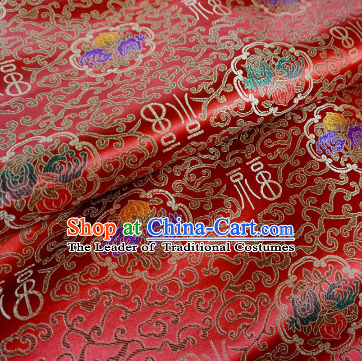 Chinese Traditional Royal Court Fu Character Pattern Red Brocade Xiuhe Suit Fabric Ancient Costume Tang Suit Cheongsam Hanfu Material