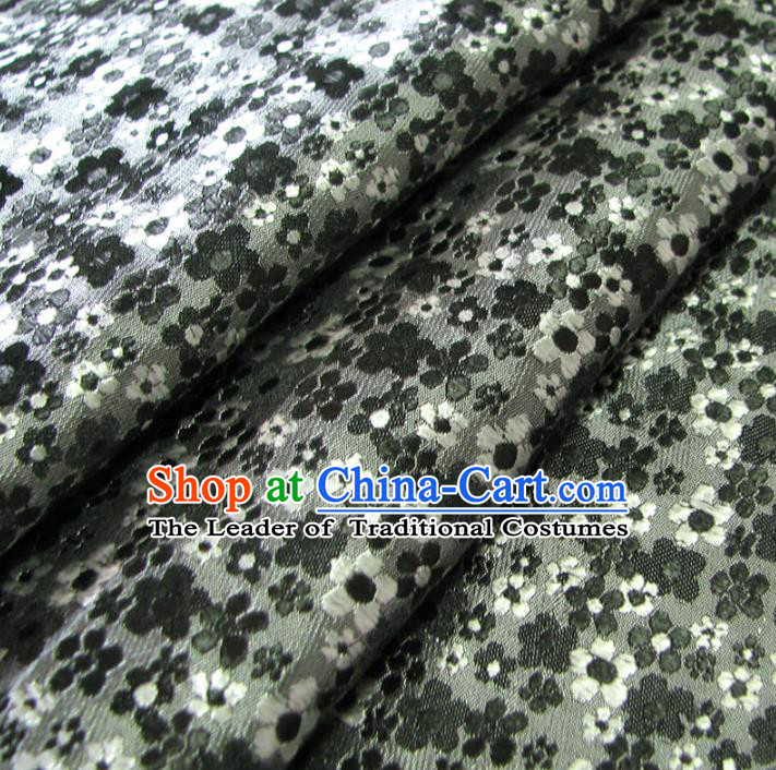 Chinese Traditional Royal Palace Wintersweet Pattern Design Grey Brocade Fabric Ancient Costume Tang Suit Cheongsam Hanfu Material