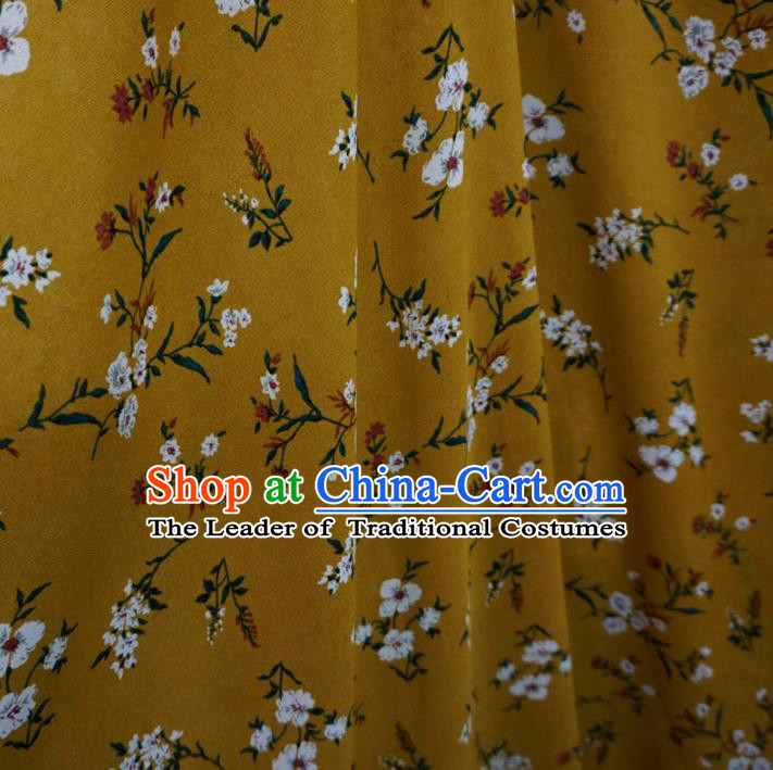 Chinese Traditional Royal Palace Pattern Design Yellow Brocade Fabric Ancient Costume Tang Suit Cheongsam Hanfu Material
