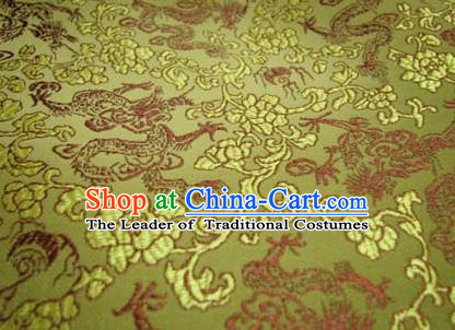 Chinese Traditional Royal Palace Dragons Pattern Design Yellow Brocade Fabric Ancient Costume Tang Suit Cheongsam Hanfu Material