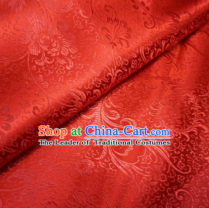 Chinese Traditional Royal Palace Pattern Design Red Brocade Fabric Ancient Costume Tang Suit Cheongsam Hanfu Material
