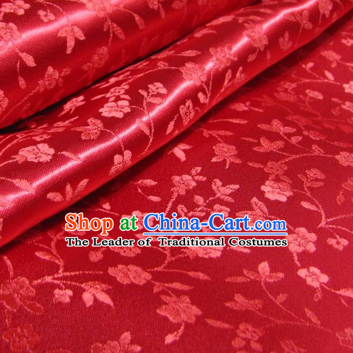 Chinese Traditional Palace Wintersweet Pattern Design Hanfu Red Brocade Fabric Ancient Costume Tang Suit Cheongsam Material