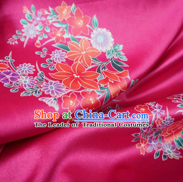 Chinese Traditional Palace Printing Flowers Pattern Hanfu Rosy Brocade Fabric Ancient Costume Tang Suit Cheongsam Material