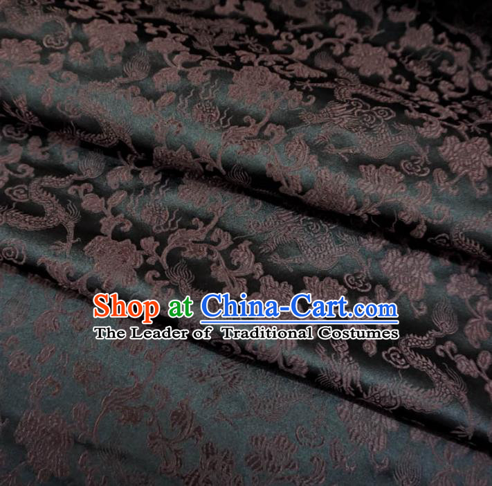 Chinese Traditional Palace Dragons Pattern Hanfu Black Brocade Fabric Ancient Costume Tang Suit Cheongsam Material