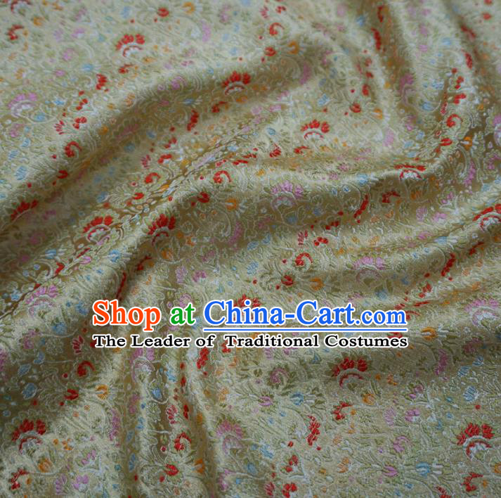 Chinese Traditional Palace Pattern Hanfu Light Golden Brocade Fabric Ancient Costume Tang Suit Cheongsam Material