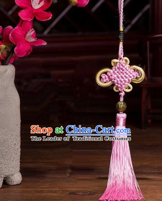 Traditional Chinese Fans Accessories Pendant Pink Tassel Chinese Knots Fans Pendant