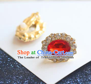 Chinese Traditional Bride Jewelry Accessories Eardrop Princess Wedding Red Crystal Earrings for Women