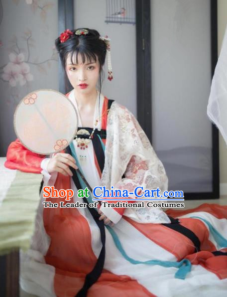 Traditional Chinese Tang Dynasty Imperial Concubine Dress Clothing Ancient Princess Hanfu Embroidered Costume for Women