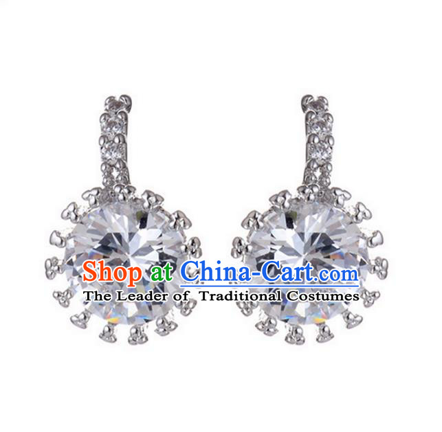 Chinese Traditional Bride Jewelry Accessories Eardrop Princess Wedding Crystal Earrings for Women