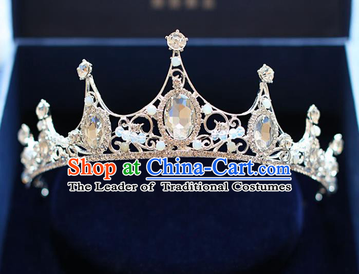 Chinese Traditional Bride Hair Accessories Baroque Queen Hair Clasp Wedding Crystal Royal Crown for Women
