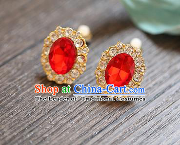 Chinese Traditional Bride Jewelry Accessories Earrings Princess Wedding Red Crystal Eardrop for Women