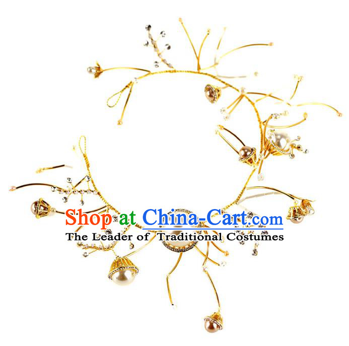 Chinese Traditional Bride Hair Accessories Wedding Pearls Hair Clasp for Women