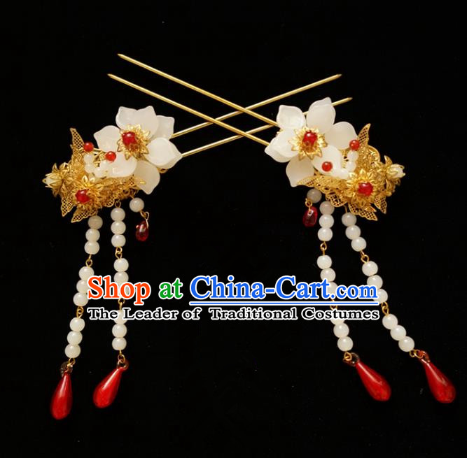 Chinese Traditional Bride Hair Accessories Xiuhe Suit Wedding Tassel Step Shake Hanfu Hairpins for Women