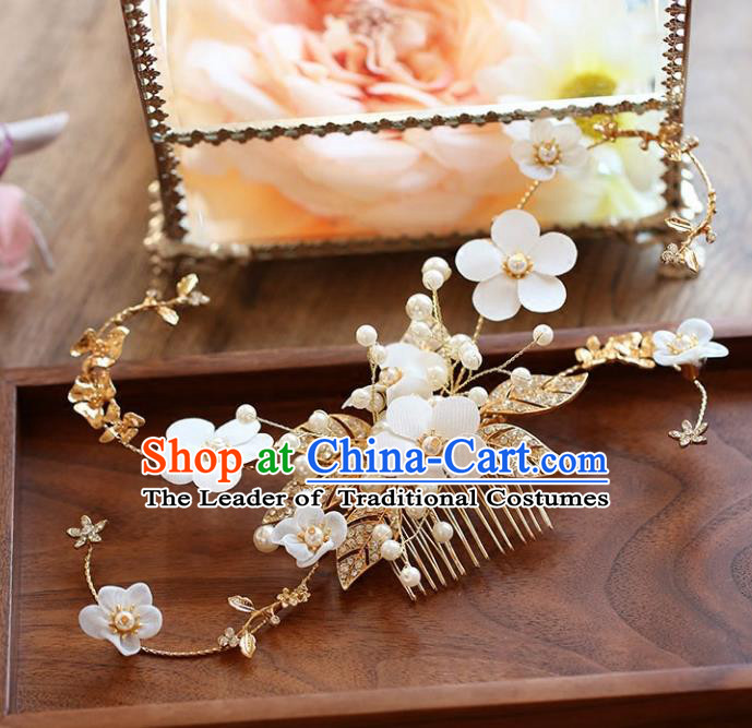 Chinese Traditional Bride Hair Accessories Baroque Princess Wedding Flowers Hair Comb for Women