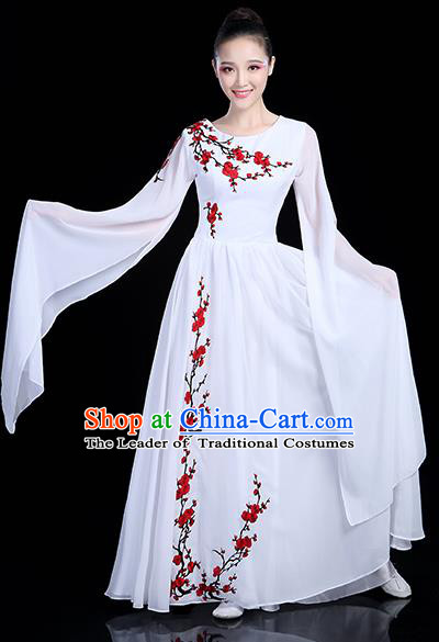 Traditional Chinese Modern Dance Opening Dance Clothing Chorus Competition White Dress for Women