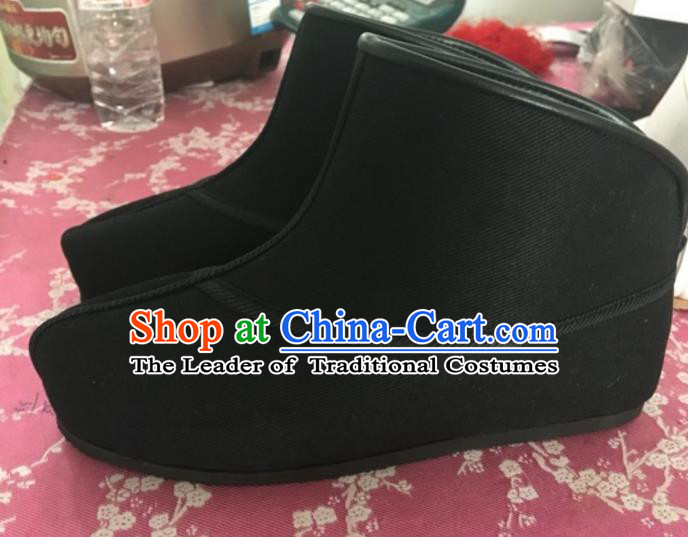 Traditional Chinese Ancient Peking Opera Takefu Shoes, China Handmade Hanfu Black Quick Shoes for Men