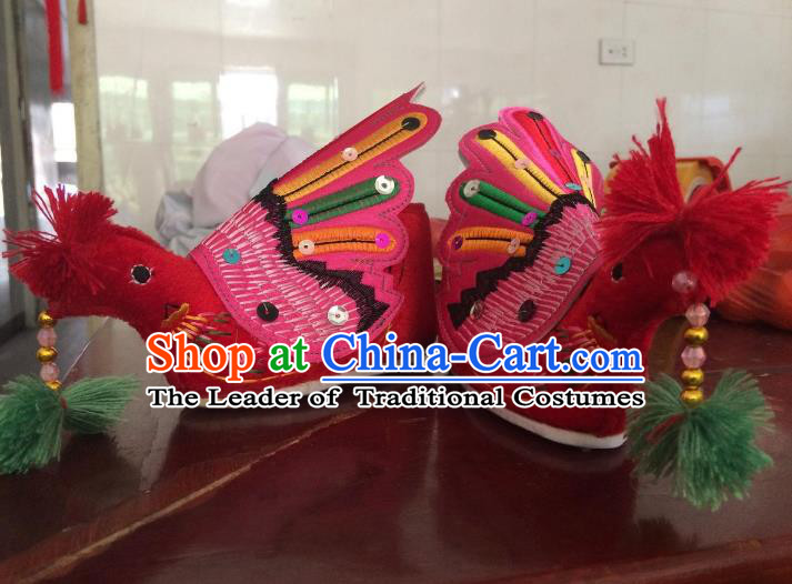 Traditional Chinese Ancient Phoenix Shoes, China Handmade Hanfu Embroidery Shoes for Women