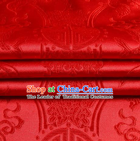 Chinese Royal Palace Traditional Costume Pattern Design Red Brocade Fabric, Chinese Ancient Clothing Drapery Hanfu Cheongsam Material
