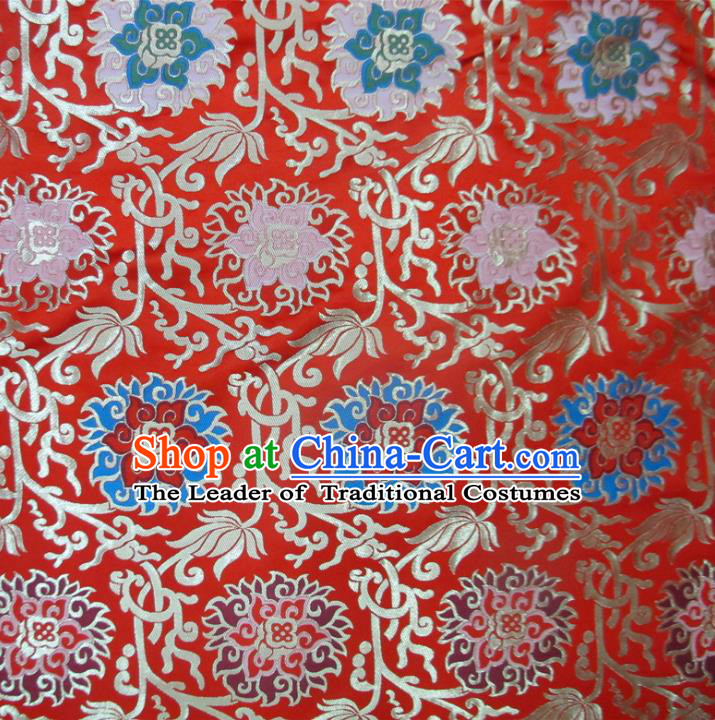 Chinese Traditional Costume Royal Palace Pattern Red Satin Nanjing Brocade Fabric, Chinese Ancient Clothing Drapery Hanfu Cheongsam Material