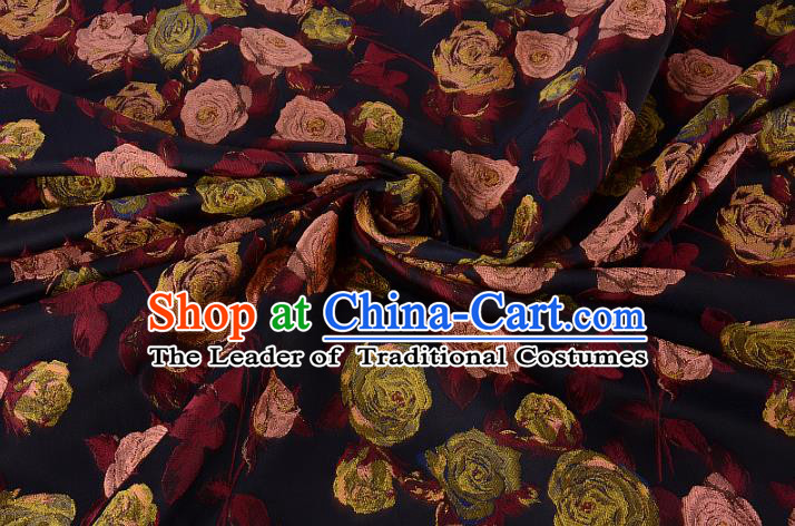 Chinese Traditional Costume Royal Palace Printing Rose Brocade Fabric, Chinese Ancient Clothing Drapery Hanfu Cheongsam Material
