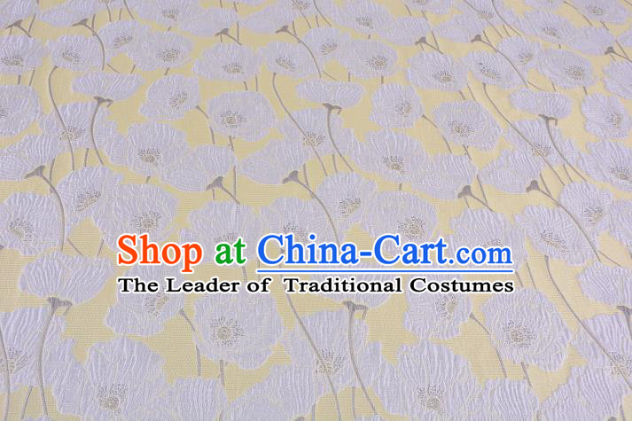 Chinese Traditional Costume Royal Palace Flowers Yellow Satin Brocade Fabric, Chinese Ancient Clothing Drapery Hanfu Cheongsam Material