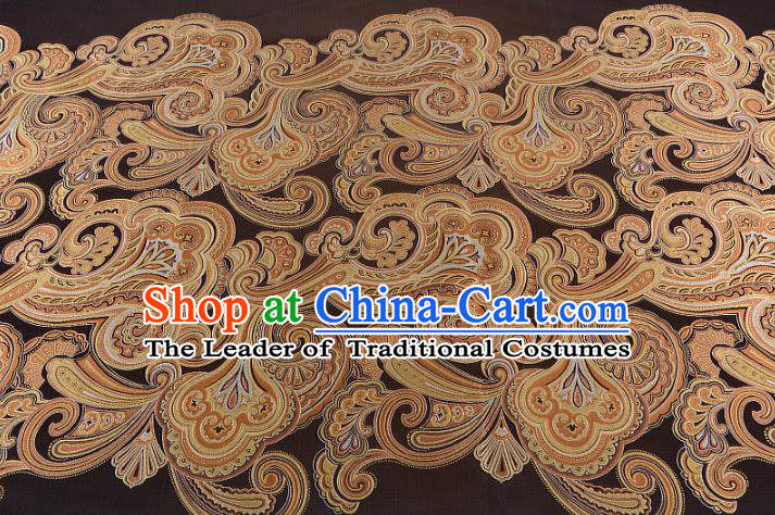 Chinese Traditional Costume Royal Palace Printing Brown Satin Brocade Fabric, Chinese Ancient Clothing Drapery Hanfu Cheongsam Material