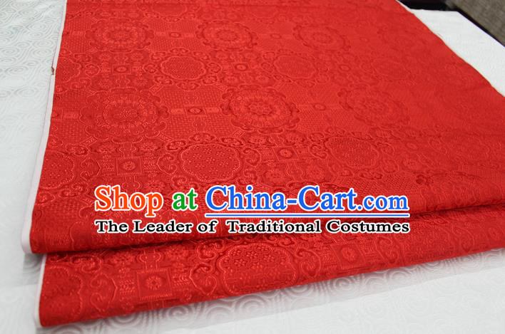 Chinese Traditional Royal Palace Pattern Mongolian Robe Red Brocade Fabric, Chinese Ancient Costume Drapery Hanfu Cheongsam Material