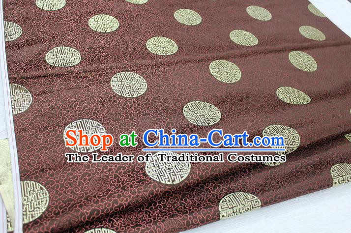 Chinese Traditional Royal Palace Longevity Pattern Mongolian Robe Coffee Brocade Fabric, Chinese Ancient Costume Drapery Hanfu Tang Suit Material