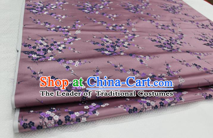 Chinese Traditional Royal Palace Wintersweet Pattern Cheongsam Deep Pink Brocade Fabric, Chinese Ancient Emperor Costume Drapery Hanfu Tang Suit Material