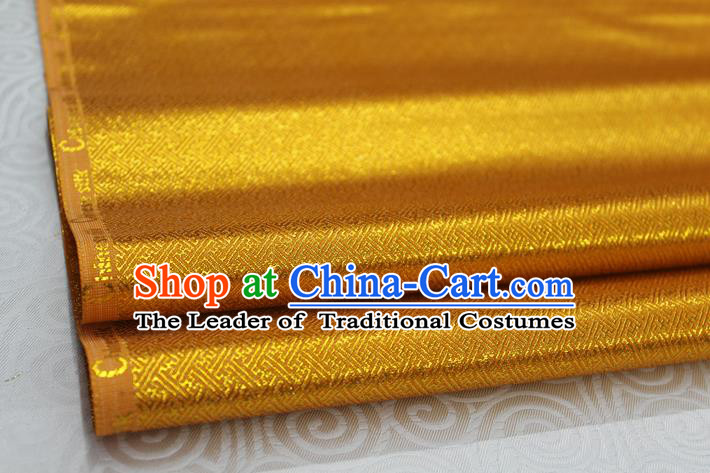 Chinese Traditional Royal Palace Pattern Mongolian Robe Golden Brocade Fabric, Chinese Ancient Emperor Costume Drapery Hanfu Tang Suit Material