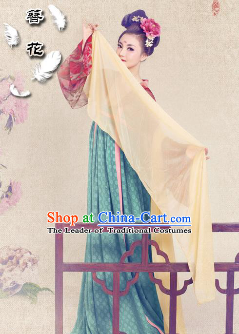 Traditional Ancient Chinese Female Costume, Elegant Hanfu Clothing Chinese Tang Dynasty Imperial Consort Trailing Clothing for Women