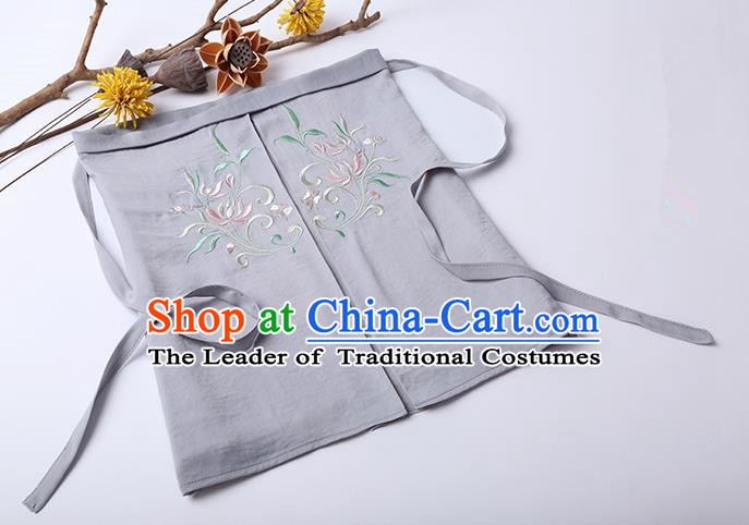 Traditional Ancient Chinese Costume Chest Wrap, Elegant Hanfu Boob Tube Top Clothing Chinese Song Dynasty Embroidery Lotus Grey Condole Belt for Women