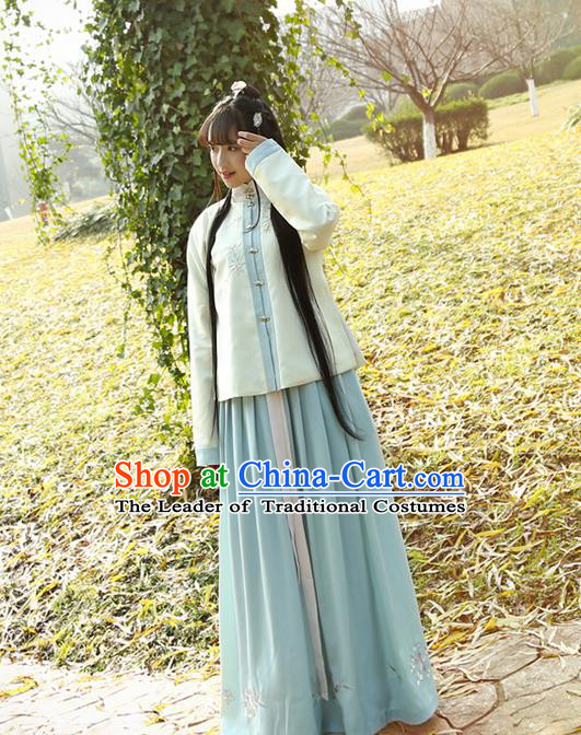 Traditional Ancient Chinese Costume Complete Set, Elegant Hanfu Clothing Dress and Blouse, Chinese Han Dynasty Embroidered Clothing for Women