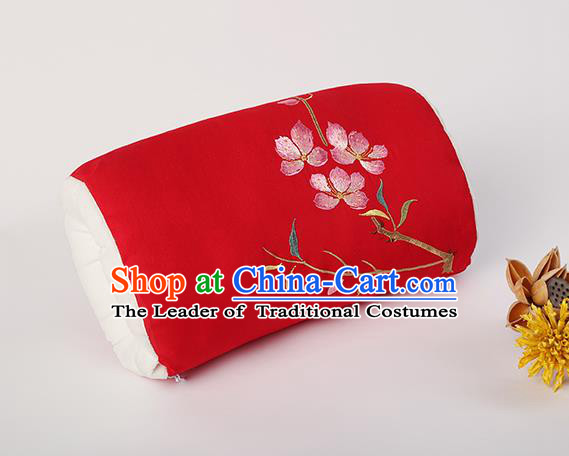 Traditional Ancient Chinese Embroidered Muff Embroidered Peach Blossom Bolster Red Handwarmers for Women