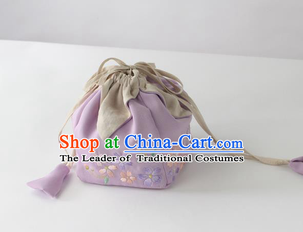 Traditional Ancient Chinese Embroidered Handbags Embroidered Sakura Lilac Bag for Women