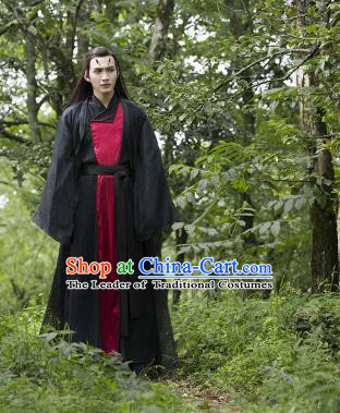 Traditional Ancient Chinese Imperial Prince Costume Complete Set, Elegant Hanfu Nobility Childe Robe, Chinese Teleplay Ten great III of peach blossom Role Li Jing Swordsman Cosplay Asmodians Clothing for Men