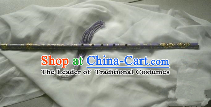 Traditional Handmade Chinese Ancient Purple Gold Tassel Flute for Women