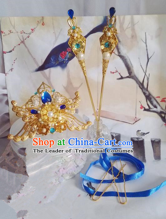 Traditional Handmade Chinese Ancient Classical Hair Accessories Complete Set, Hair Crown Hair Jewellery, Hair Fascinators Hairpins for Women