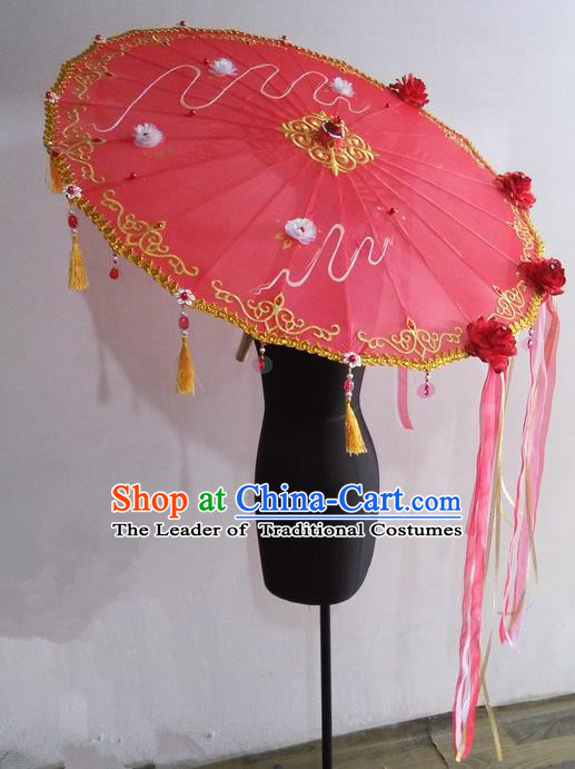 Traditional Chinese Handmade Ancient Hanfu Dance Red Umbrella Props for Women