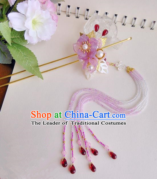 Traditional Handmade Chinese Ancient Princess Classical Accessories Jewellery Coloured Glaze Hair Sticks Hair Jewellery, Pearl Hair Fascinators Hairpins for Women