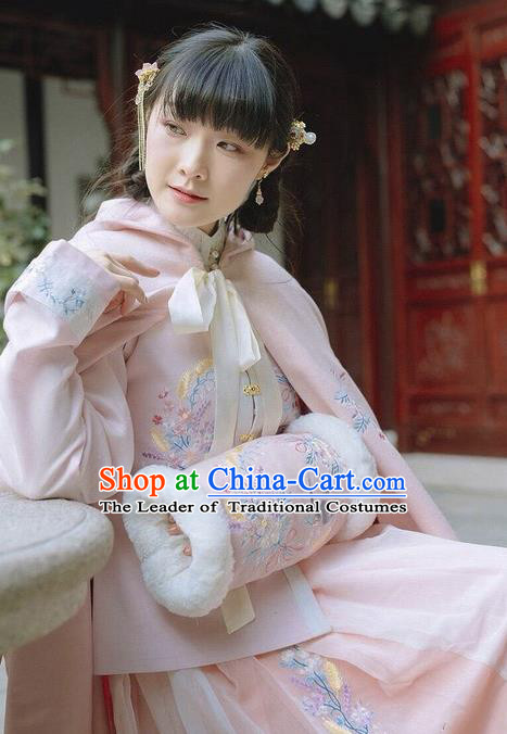 Traditional Ancient Chinese Embroidered Hanfu Muff Embroidered Swallow Pink Handwarmers for Women