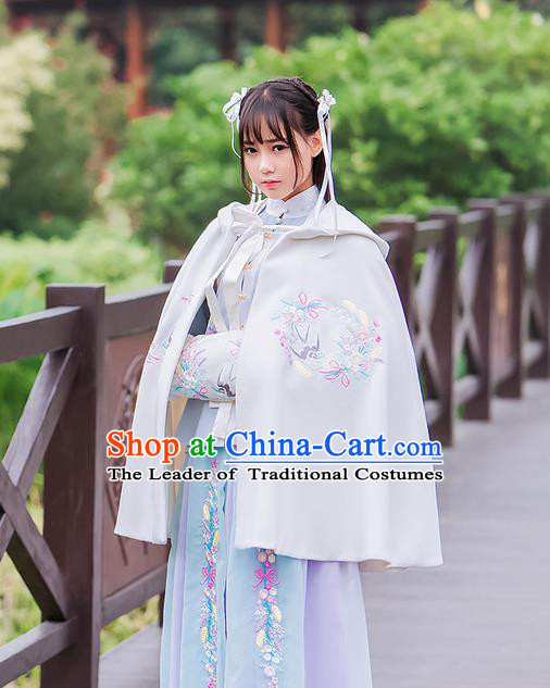 Traditional Ancient Chinese Embroidered Hanfu Muff Embroidered Swallow White Handwarmers for Women