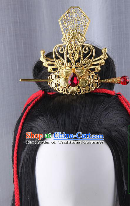 Chinese Ancient Swordsman Long Wig Set